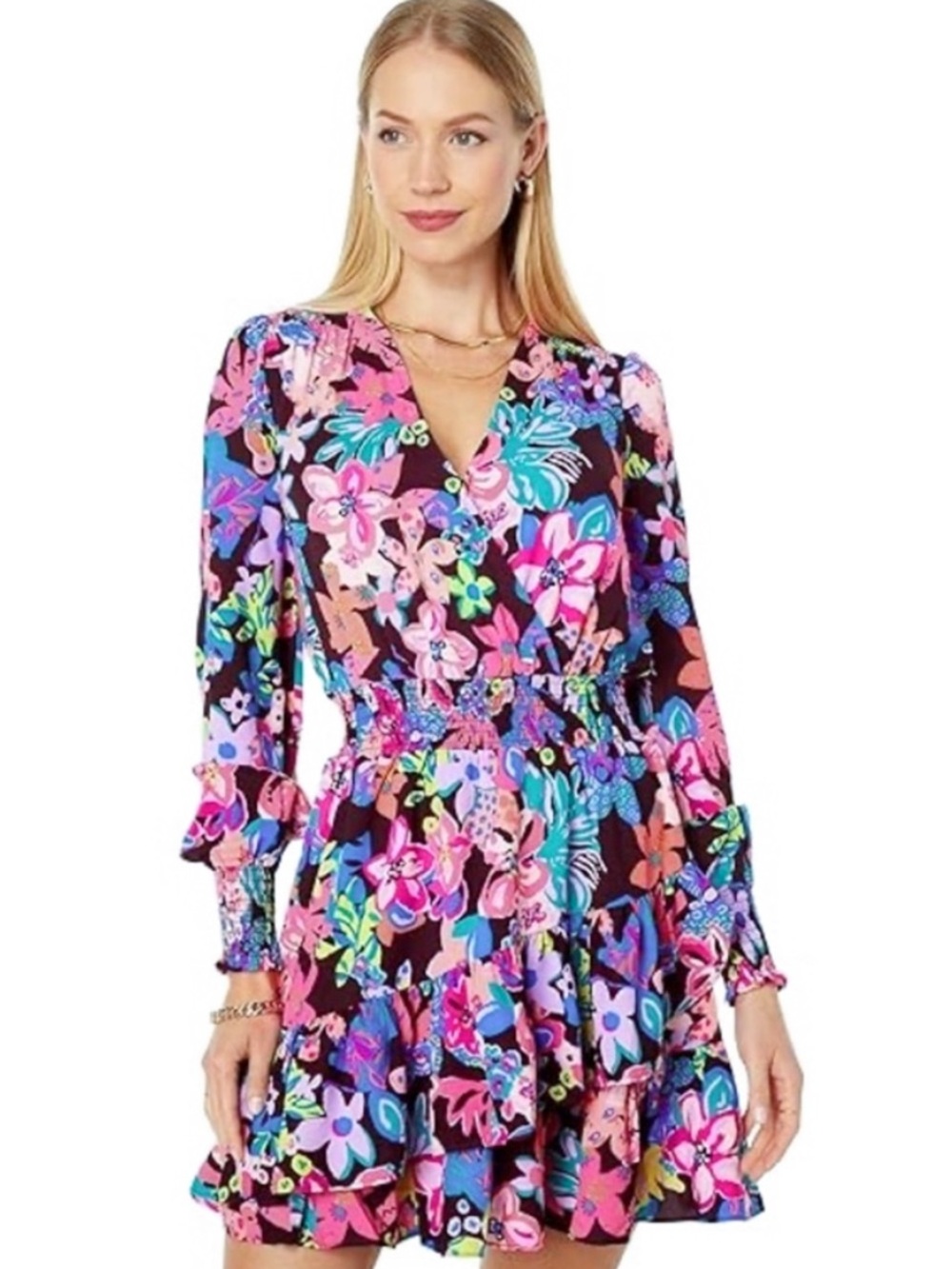 Lilly Pulitzer Cristiana Stretch Dress Cherry Ganache Bohemian Garden Size 10